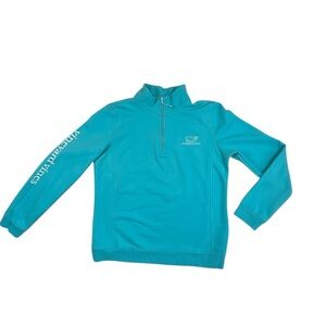 Women's Vineyard Vines 1/4 Zip Pullover Featuring Whale Logo‎ Medium Turquoise